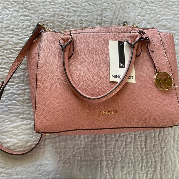 Nine West Pink Satchel with Gold Accents and Structured Design - Picture 4 of 5